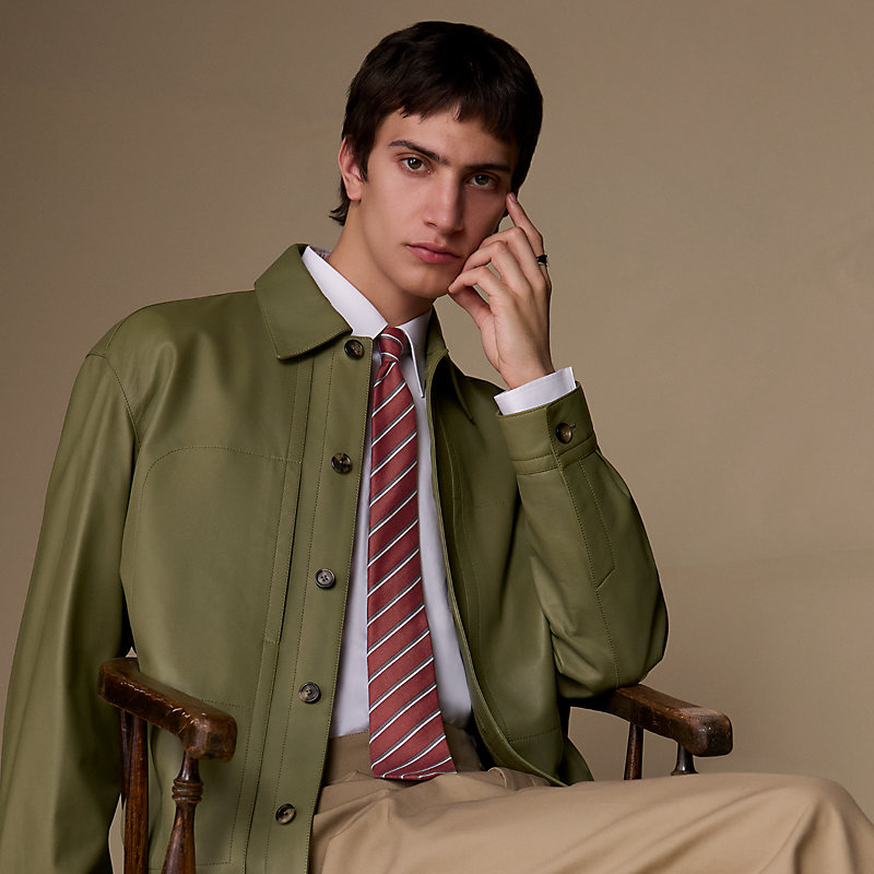 シルクツイルタイ 《レイユール・シェヴロン》 - ベージュ | Hermès